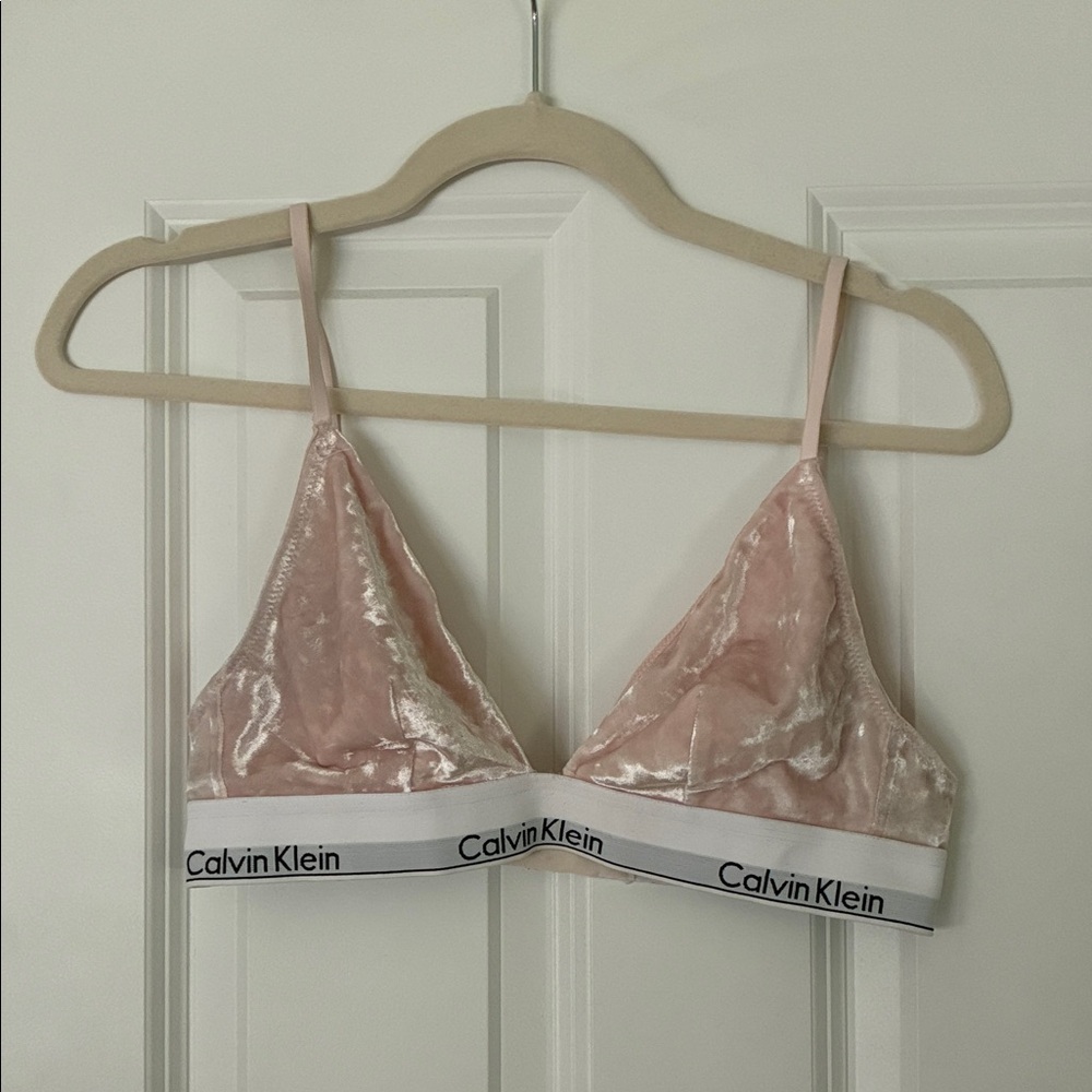 Calvin Klein Silk Triangle Bralette Pink
